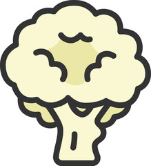 カリフラワーのアイコン（線画カラー）のイラスト