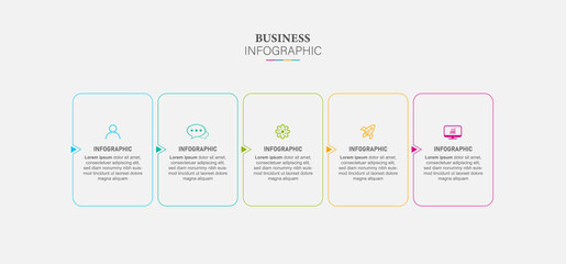 infographic label template with icons. 5 options or steps. Infographics for business concept. Can be used for info graphics, flow charts, presentations, web sites, banners, printed materials.