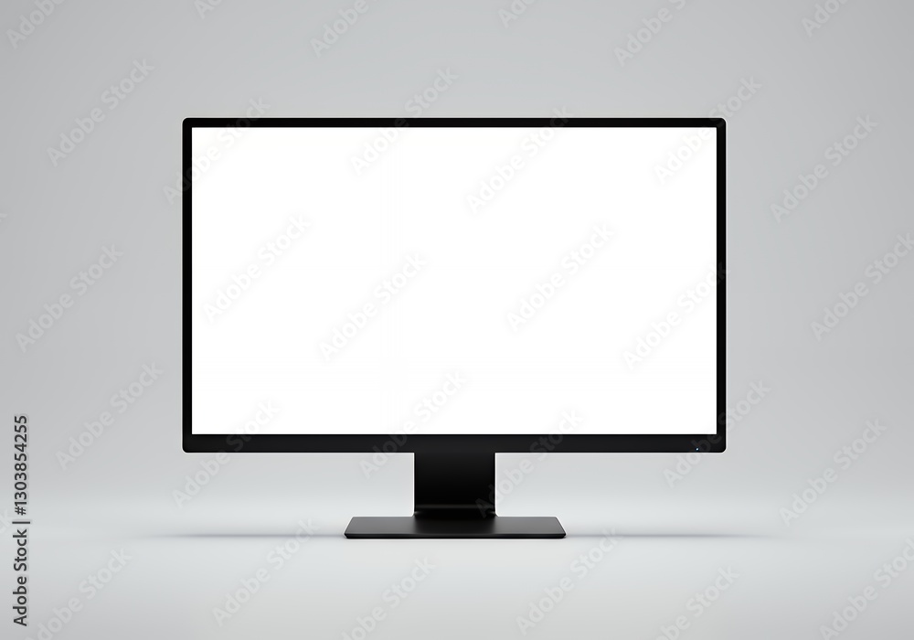 Poster display screen mockup with white blank display on minimalist background