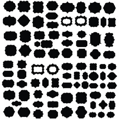 Vintage Badge & Label Frames Vector Set. Ornamental Black Silhouettes Collection.