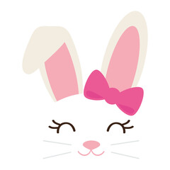 Cute bunny girl face vector cartoon illustration
