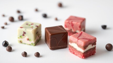 Artistic cube chocolates offer a delightful blend of flavors and textures for a truly unique treat.