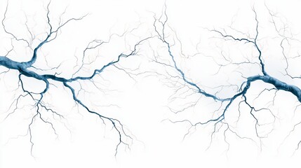Abstract Blue Crack Network on White Background