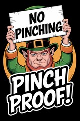 St. Patrick's Day illustration with a leprechauns holding a white wooden sign