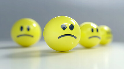 Yellow smiley faces showing varied emotions in a close-up view highlighting feelings and expressions