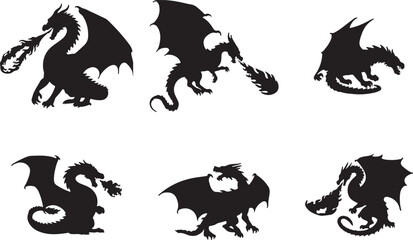 Dragon Silhouette on White Background
