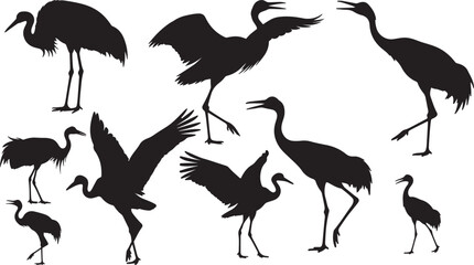 Elegant Crane Silhouette Set