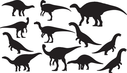 Fukuisaurus Silhouette on White Background 