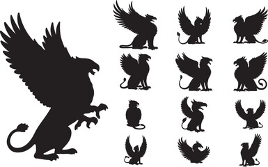 Griffin Silhouette on White Background