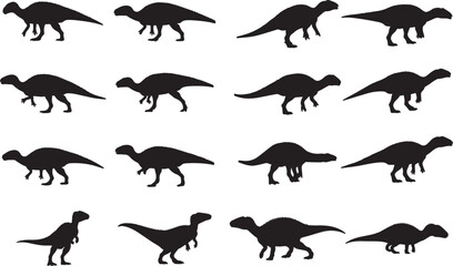 Hypsilophodon Silhouette on White Background 