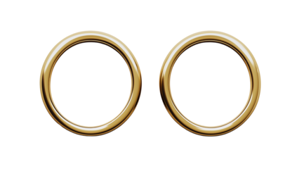 Wedding, classic gold wedding rings isolated on a white background, top view, created with Generative AI technology, PNG