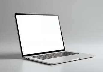 Open Laptop with Blank Screen for Mockup Presentation on Desk