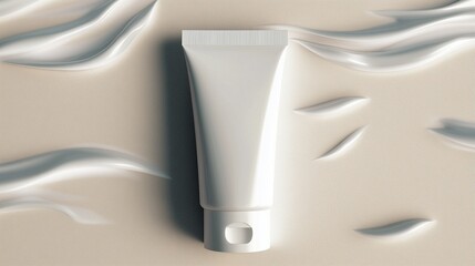 Discovering the allure of minimalist design in skincare with a pristine white tube on a textured backdrop
