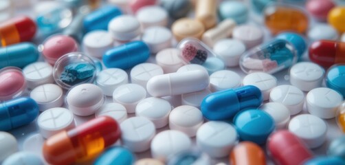 Assorted Pills & Capsules, Pharmacy Background - Macro Photography