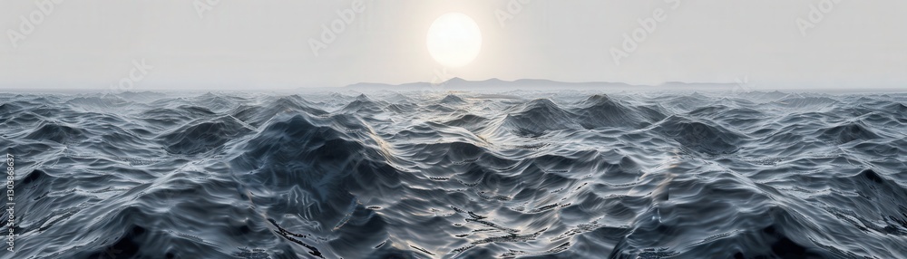 Poster a serene ocean scene with gentle waves reflecting the sunlight, creating a calm and tranquil atmosph