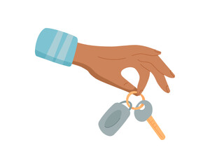 Hand key exchange icon. Gesture of giving and receiving a key. Symbol of transfer and exchange, flat style, suitable for graphic designs illustrations.