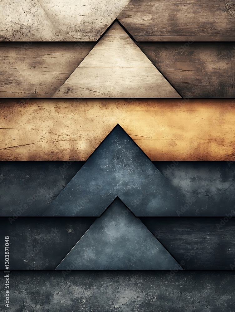 Poster abstract layered background with a combination of triangle wood textures