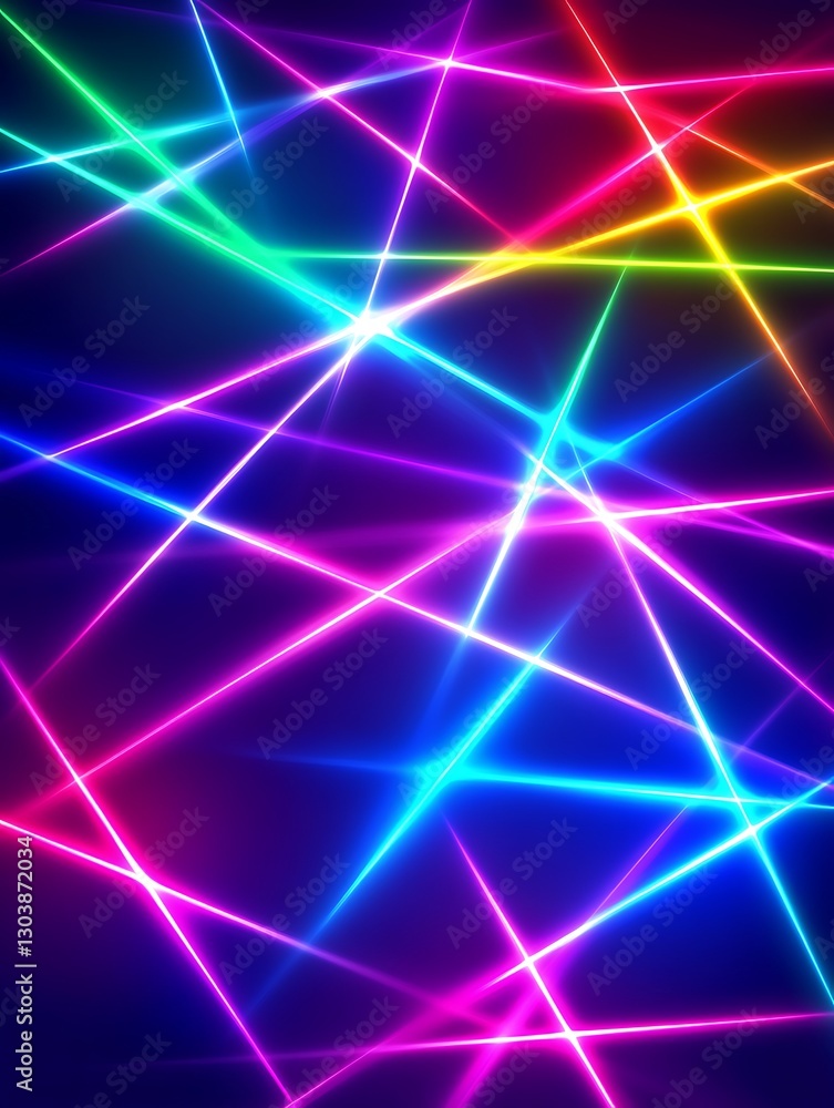Poster abstract neon multicolored light streaks against a dark backdrop image
