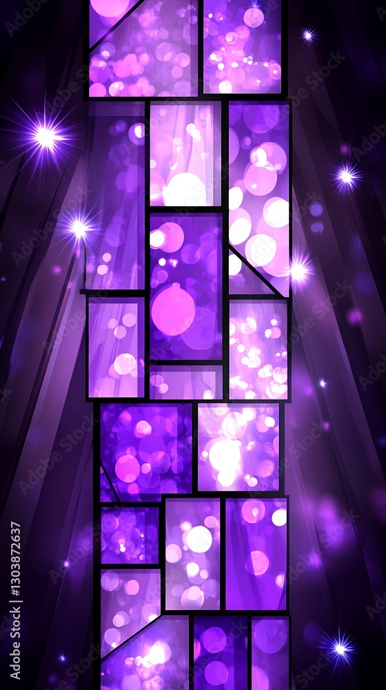 Aufkleber abstract purple bokeh explosion in rectangular frames with starlight