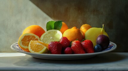 Still Life with Summer Fruits in Sunlight