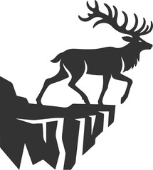 A deer walking along a cliff edge animal vector silhouette