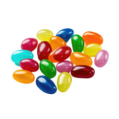 pile of colorful jelly beans on transparent background