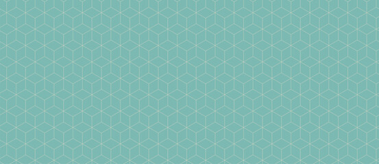 Fototapeta premium Elegant teal geometric pattern. Subtle, repeating cube design perfect for website backgrounds, presentations, or textile prints. Conveys sophistication, order, and connection.
