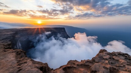 High Plateau Sunset Over Clouds