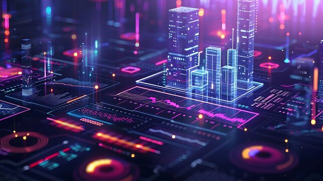 Futuristic business digital financial data technology and big data vexel concept