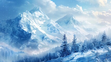 Obraz premium Mysterious winter landscape majestic mountains in the winter.