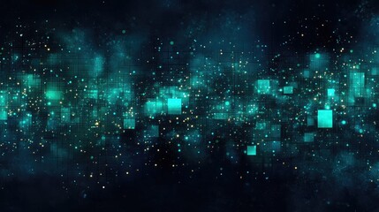 Obraz premium Abstract digital galaxy, futuristic, glowing squares, background, technology, suitable for tech, science, or gaming website, app, or presentation