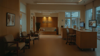 Fototapeta premium Calming Hospital Reception with Soft Lights