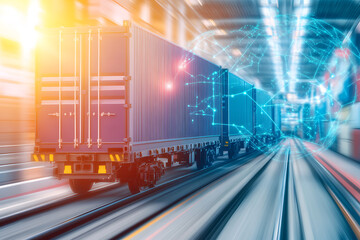 Dynamic freight transport rail tracks digital connectivity urban environment motion perspective future logistics concepts