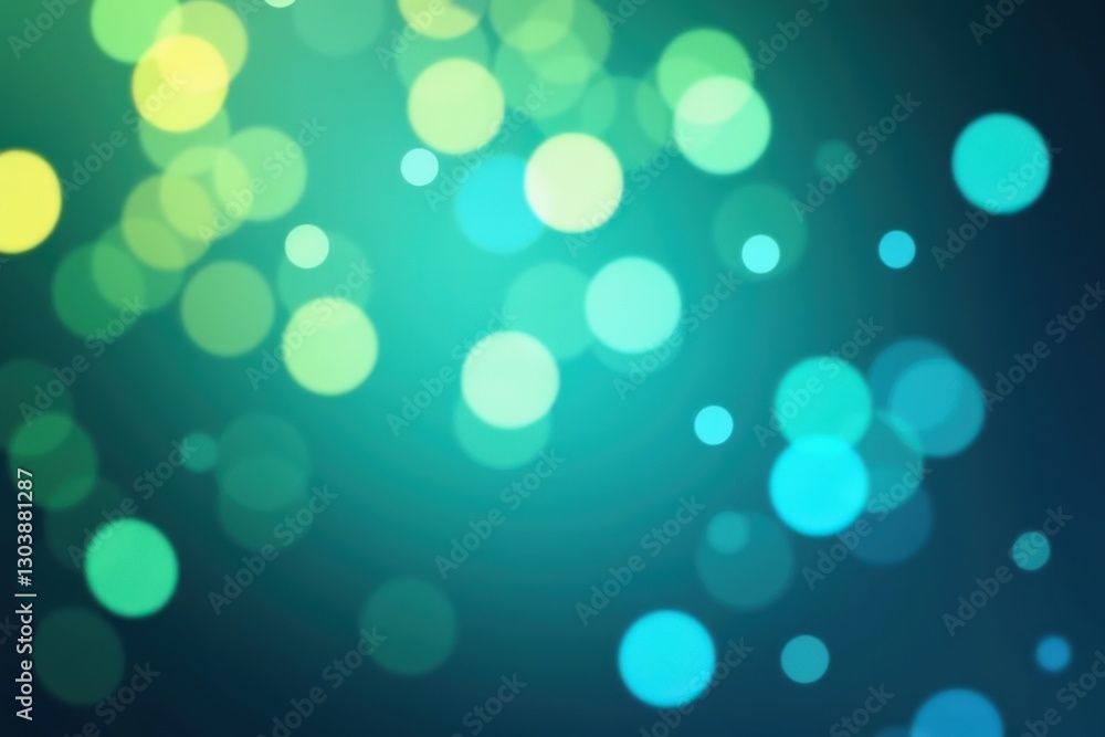Poster captivating abstract background of blurred circular bokeh lights in shades of green and blue creatin