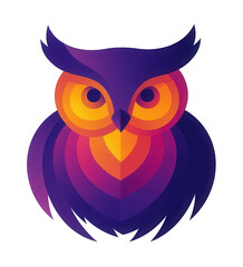 Naklejka premium Owl logo with a layered design in shades of purple, orange, and red