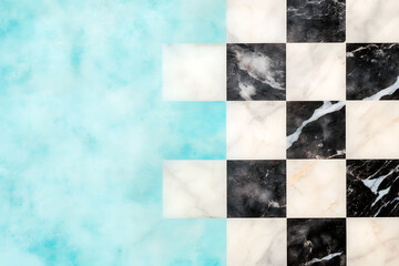 Elegant chessboard design modern interior digital art abstract style top view geometric aesthetics