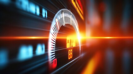 Dynamic Speedometer Display with Bright Light Effects and Data Readings