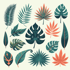 Fototapeta premium Tropical Leaves Vector Set: Botanical Illustration