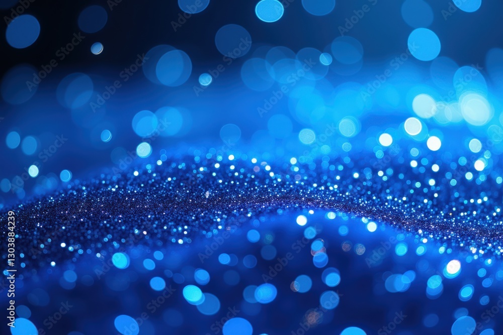 Poster a close-up view of a shimmering blue abstract background filled with captivating bokeh effects, crea