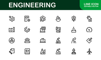 Engineering and Mechanical Icons. Comprehensive Collection for Structural, Civil, and Electrical Engineering Projects