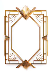 vintage Golden Antique Picture Frame designed as a decorative border for a blank picture on white background