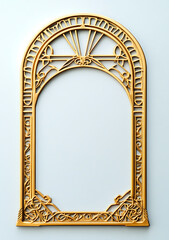 vintage Golden Antique Picture Frame designed as a decorative border for a blank picture on white background