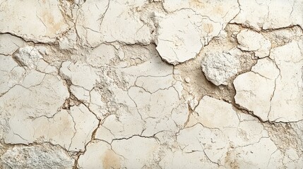 Fototapeta premium Cracked, light beige, stone surface texture. Possible use Background image for architectural or design projects.