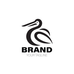 Obraz premium Pelican Logo. Pelican Logo Design. Pelican Logo Brand. Pelican Logo Vector Design Isolated on White Background