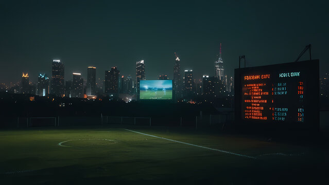 Cyberpunk Sports Arena Illustration
