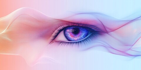 Futuristic Glowing Iris with Soft Gradients and a Minimalist Vibe – A sleek, abstract eye illustration with neon details, designed for tech branding and digital themes.