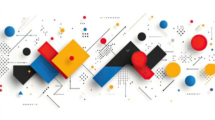 Obraz premium Abstract geometric shapes design, colorful graphic background, modern art, digital illustration, for website banner, poster, or print