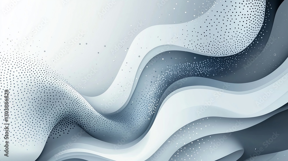 Poster minimalist metallic curved geometry with smooth silver gradients – a futuristic abstract composition