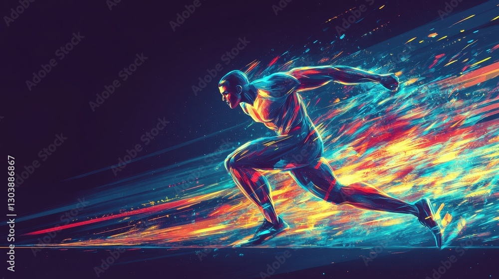 Poster an abstract image depicting a running man in motion