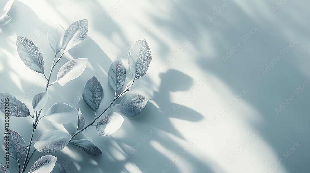 Poster botanical background with soft shadows, subtle textures, and light pastel tones, creating a minimali
